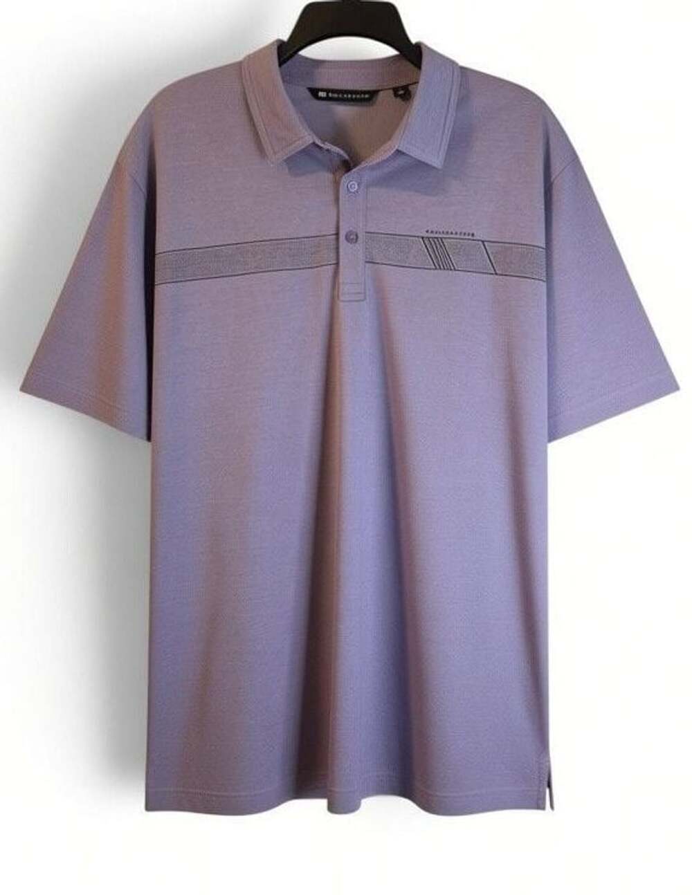 TravisMathew Men's Bungee Jump Chest Stripe Piqué‎ Polo Shirt Purple XL